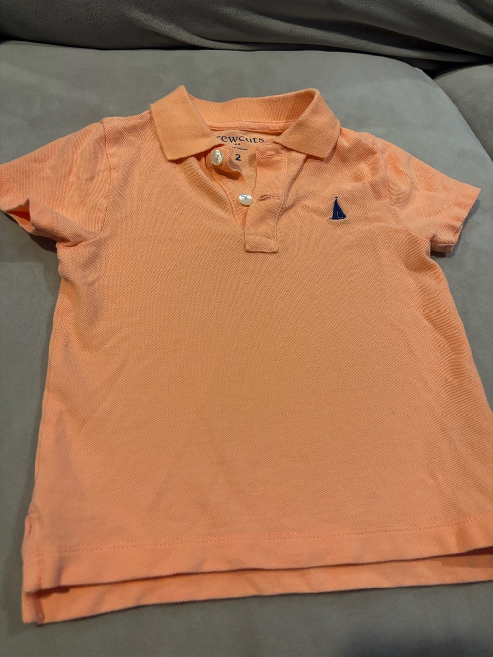 Crewcuts Peach Polo with Navy Sailboat